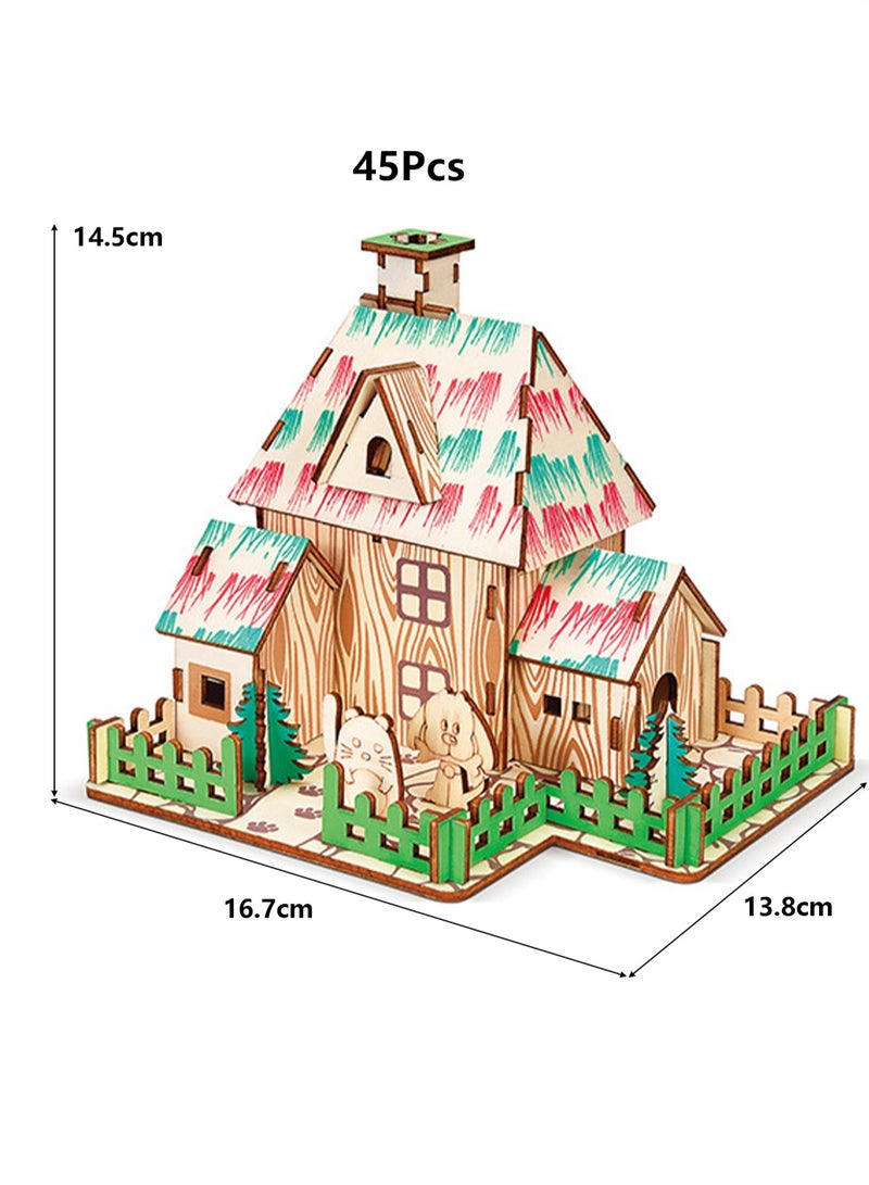 Children's Educational 3D Wooden Miniature House Self-assembly Handmade Puzzle Toys(The Wizard Of Oz 45Pcs) - Image 2